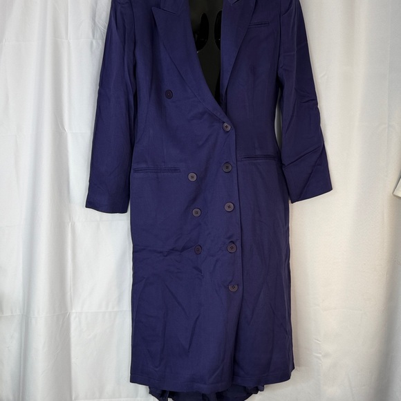 Double-Breasted Purple Blazer Dress - Picture 5 of 12